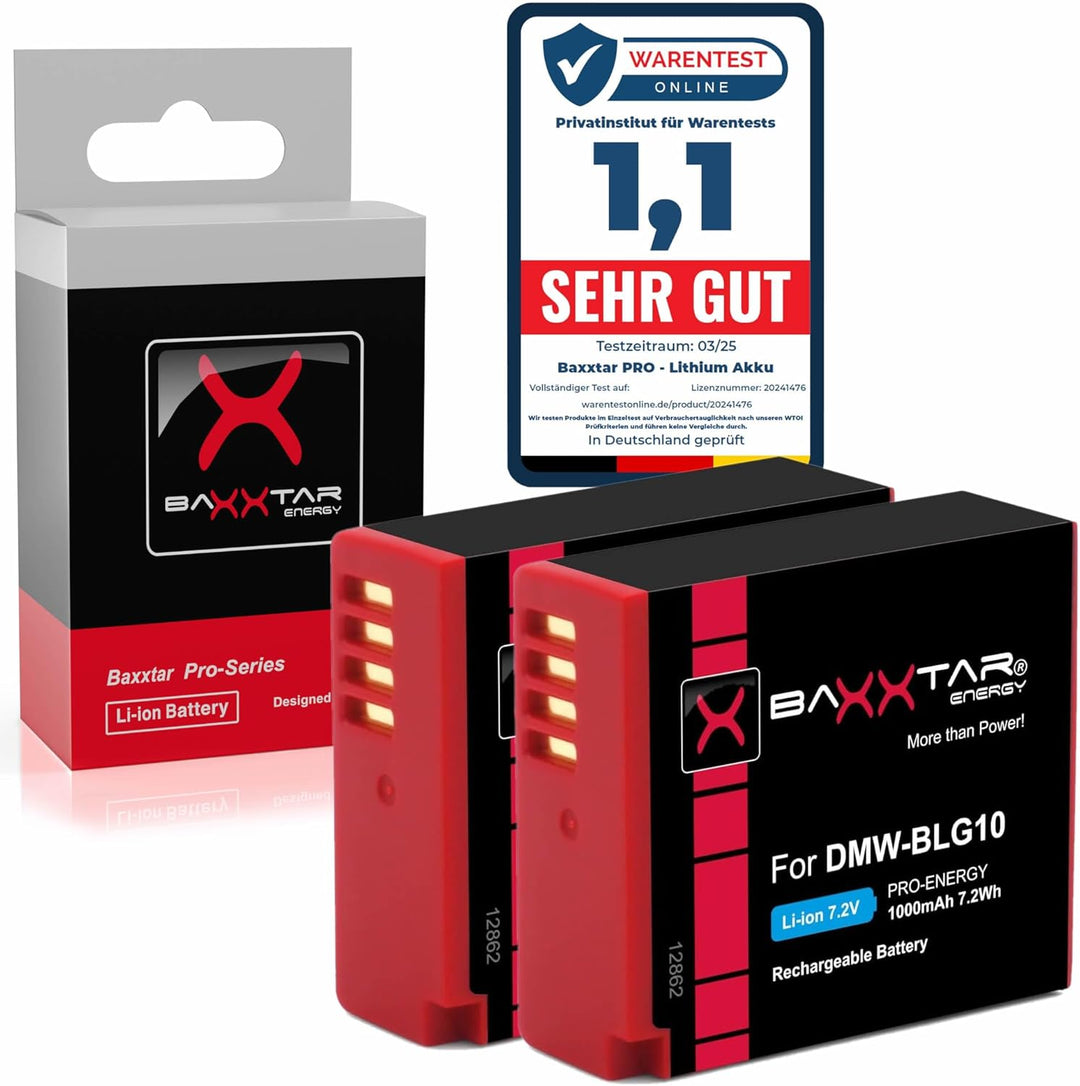 Baxxtar PRO DMW-BLG10-E DMW-BLE9-E Leica BP-DC15-E Akku-Pack (1000mAh) Kompatibel mit Panasonic Lumi