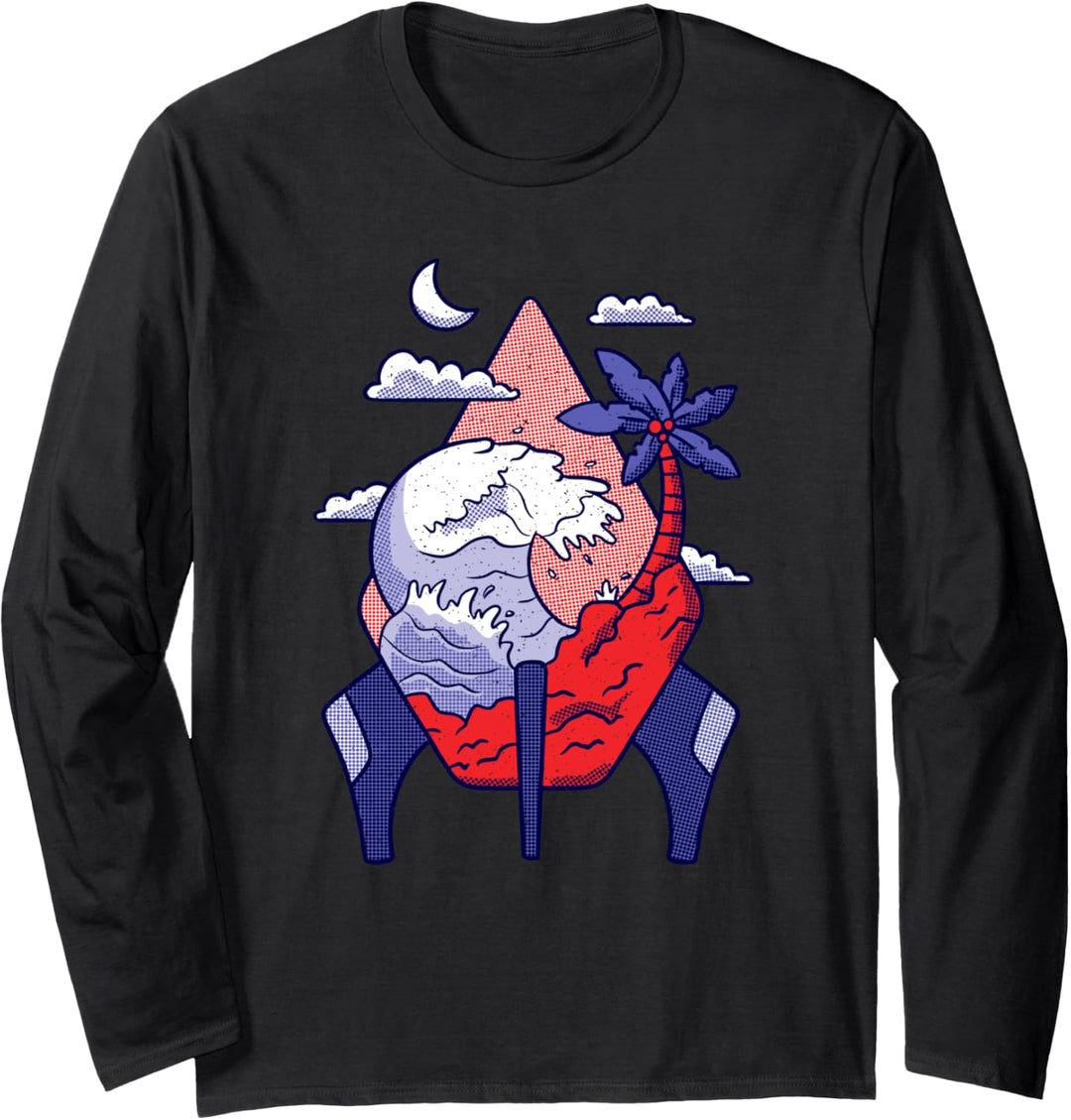 Abstrakte Weltraumraketen-Kunst Langarmshirt