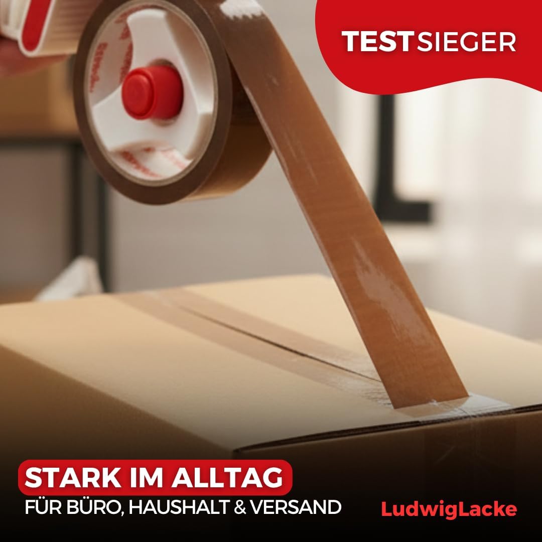 Abroller für Paketband + 6 Rollen braunes Packband Klebeband