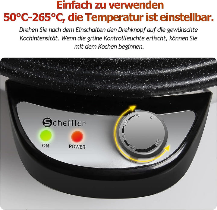Crepes Maker Scheffler 50 cm Crepe Maker Machine, 2300W 230V Pancake Maker Crepe Maker, Antihaftbesc