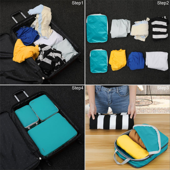 Compression Packing Cubes 3/4er Set, Gonex Kleidertaschen 4-teilig Verpackungswürfel, Kleidertaschen