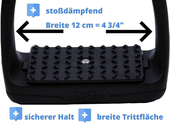 Compositi Steigbügel Reflex Reflective leicht, mit breiter Trittfläche, stabil in schwarz