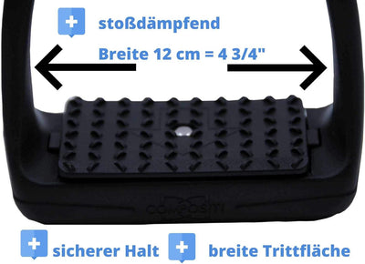 Compositi Steigbügel Reflex Reflective leicht, mit breiter Trittfläche, stabil in schwarz