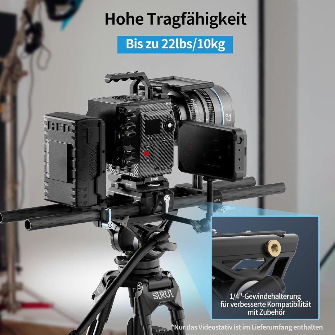 SIRUI AVT-11 Fluidkopf Video Stativ, Tripod 180cm mit Schnellverschlussplatte für Manfrotto, Robuste