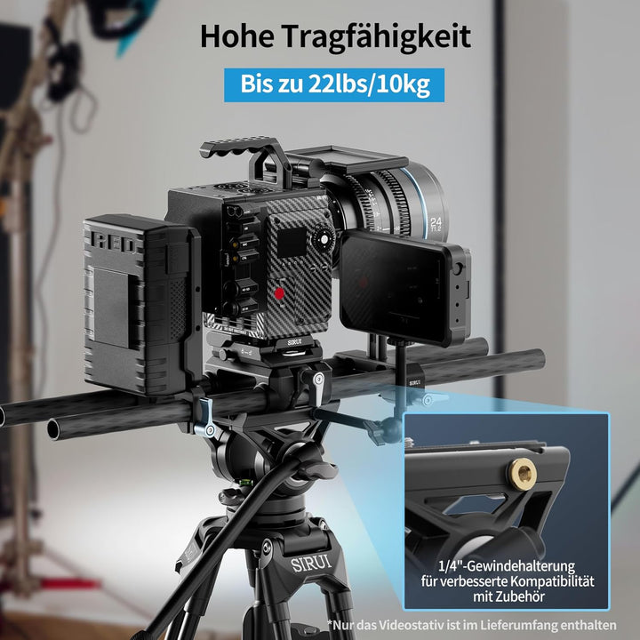 SIRUI AVT-11 Fluidkopf Video Stativ, Tripod 180cm mit Schnellverschlussplatte für Manfrotto, Robuste