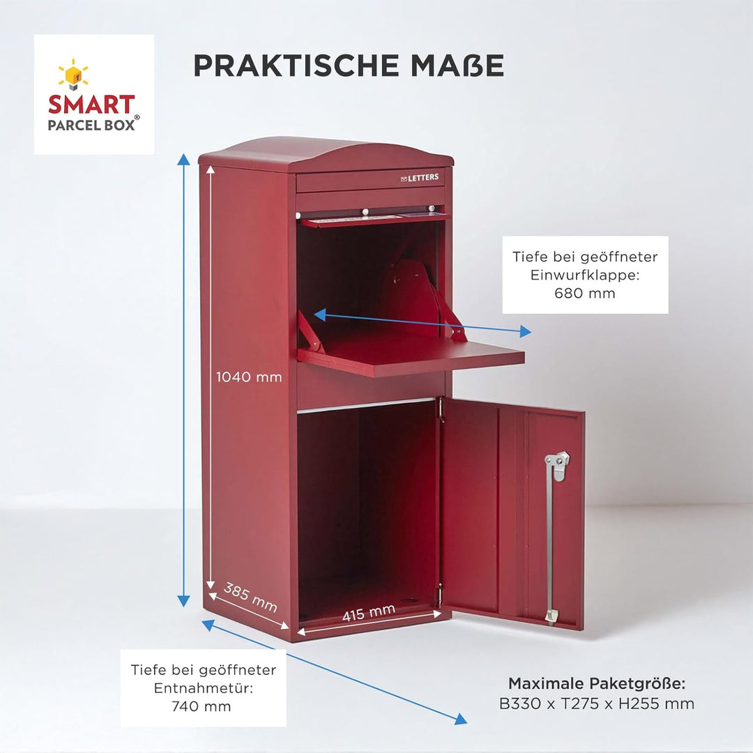 SMART PARCEL BOX Paketbox draussen, Standbriefkasten mit Paketfach, Paketbriefkasten XXL, grosse Pos