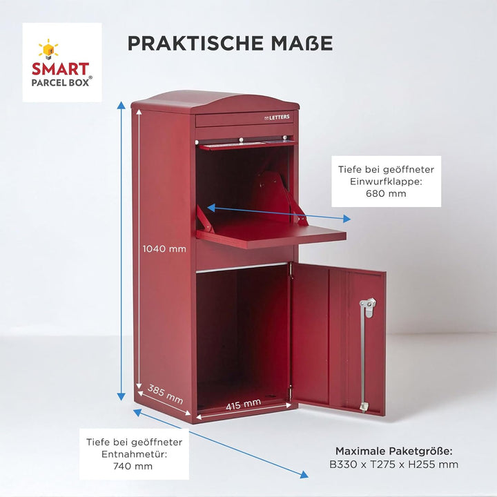 SMART PARCEL BOX Paketbox draussen, Standbriefkasten mit Paketfach, Paketbriefkasten XXL, grosse Pos