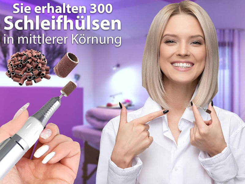 Maniküre Set Elektrische Nagelfeile mit 30.000 Umdrehungen Nagelfräser mit 300 Schleifbänder für Arb