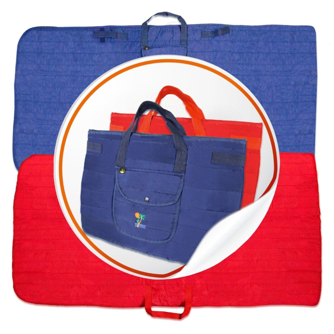 P-Beauty - 2in1 Strandtasche, Stranddecke Set, wasserdicht & faltbar mit Tragegriff, thermoisolierte