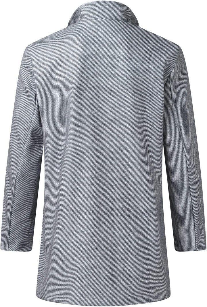 Celucke Mantel Herren Wintermantel Wolle Winter Kurzmantel Mittellang Wollmantel mit Stehkragen und