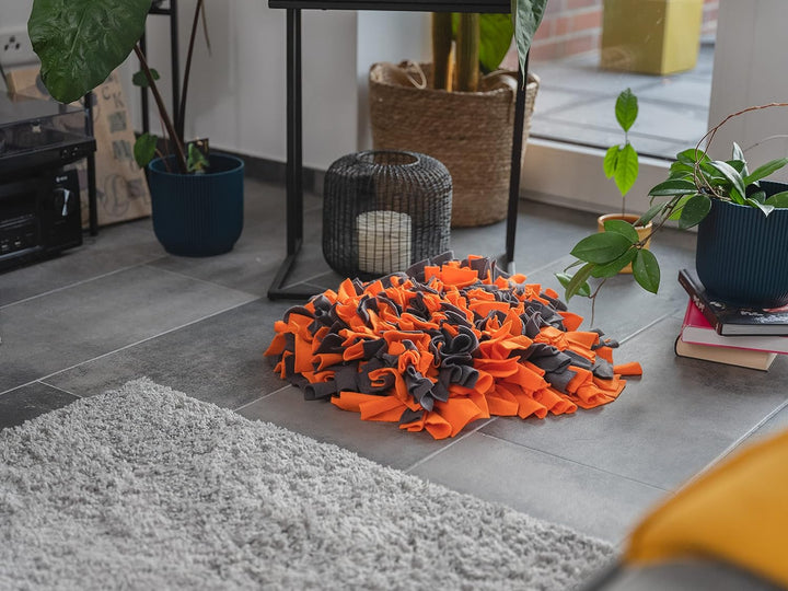 TrendPet Schnüffelteppich Schnüffelmatte für Hunde 48x48 cm 10 cm dick und rutschfest (Orange), Oran