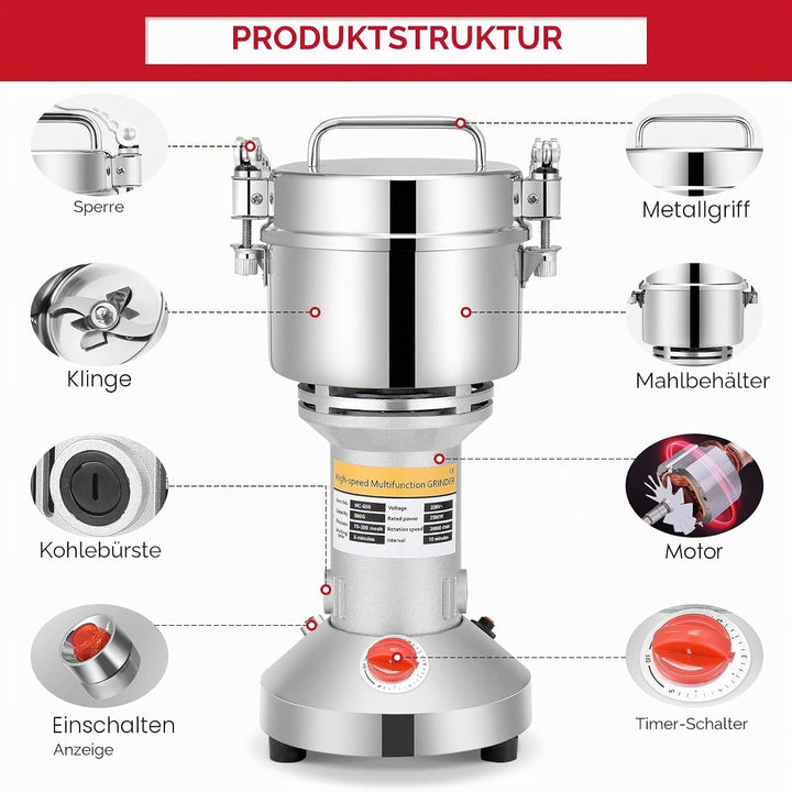 Kotsy 500g Tragbare Getreidemühle 220 V Hochgeschwindigkeits Schleifmaschine Mehl Pulver Maschine fü