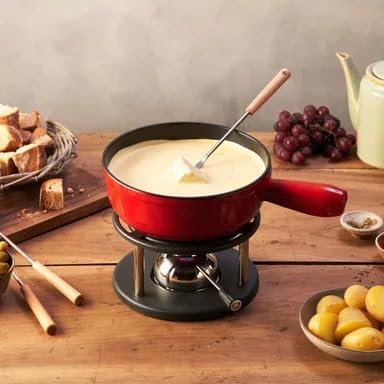 Kisag Fondue Caquelon Gusseisen Fonduetopf Käsefondue rot Kachel 20 cm 2,0 l Adelboden