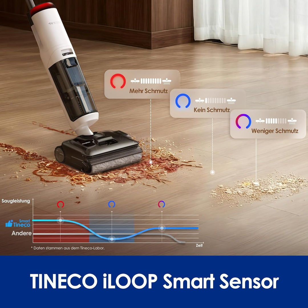 Tineco Floor ONE S7 Stretch Turbo Akku-Nass-Trockensauger, 65 Minuten Laufzeit, 85°C Schnell-Trocknu