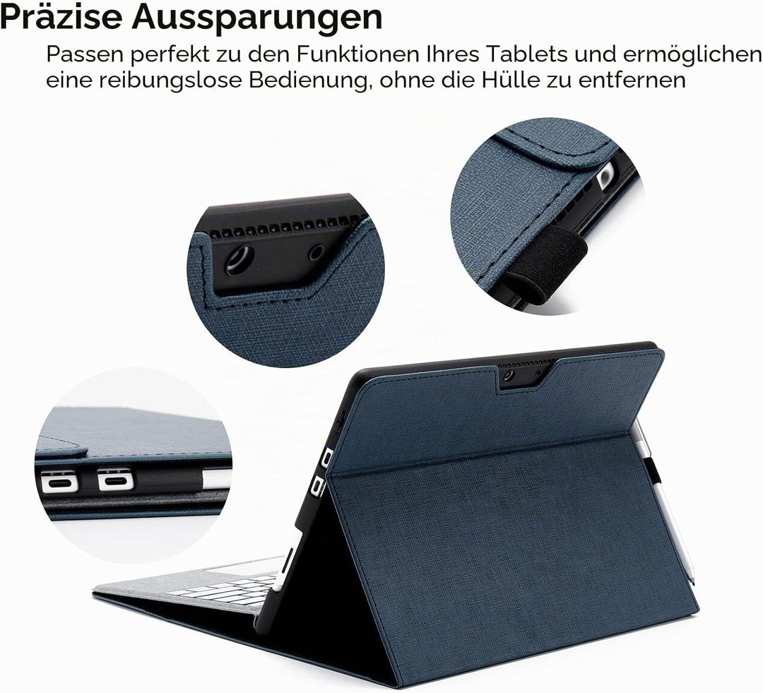 Omnpak Hülle für Surface Pro 8 Tablet, Business-Hülle mit Stifthalter, Einstellbarer Multi-Betrachtu
