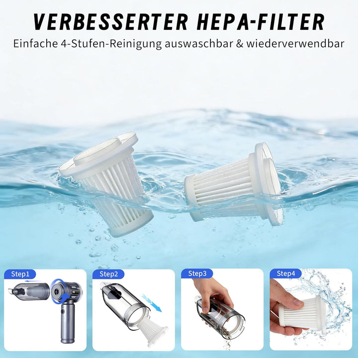 Citybee Handstaubsauger Akku Mini Staubsauger Kabellos - 25000Pa Handstaubsauger Stark 4 in 1 Autost