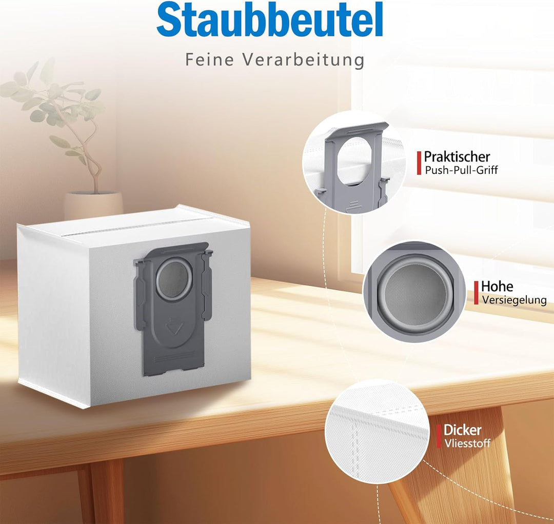 20 Stück Zubehörset für Roborock Q10 X5+ /Q10 X5 Roboterstaubsauger Ersatzteile, 2 Hauptbürsten, 4 F