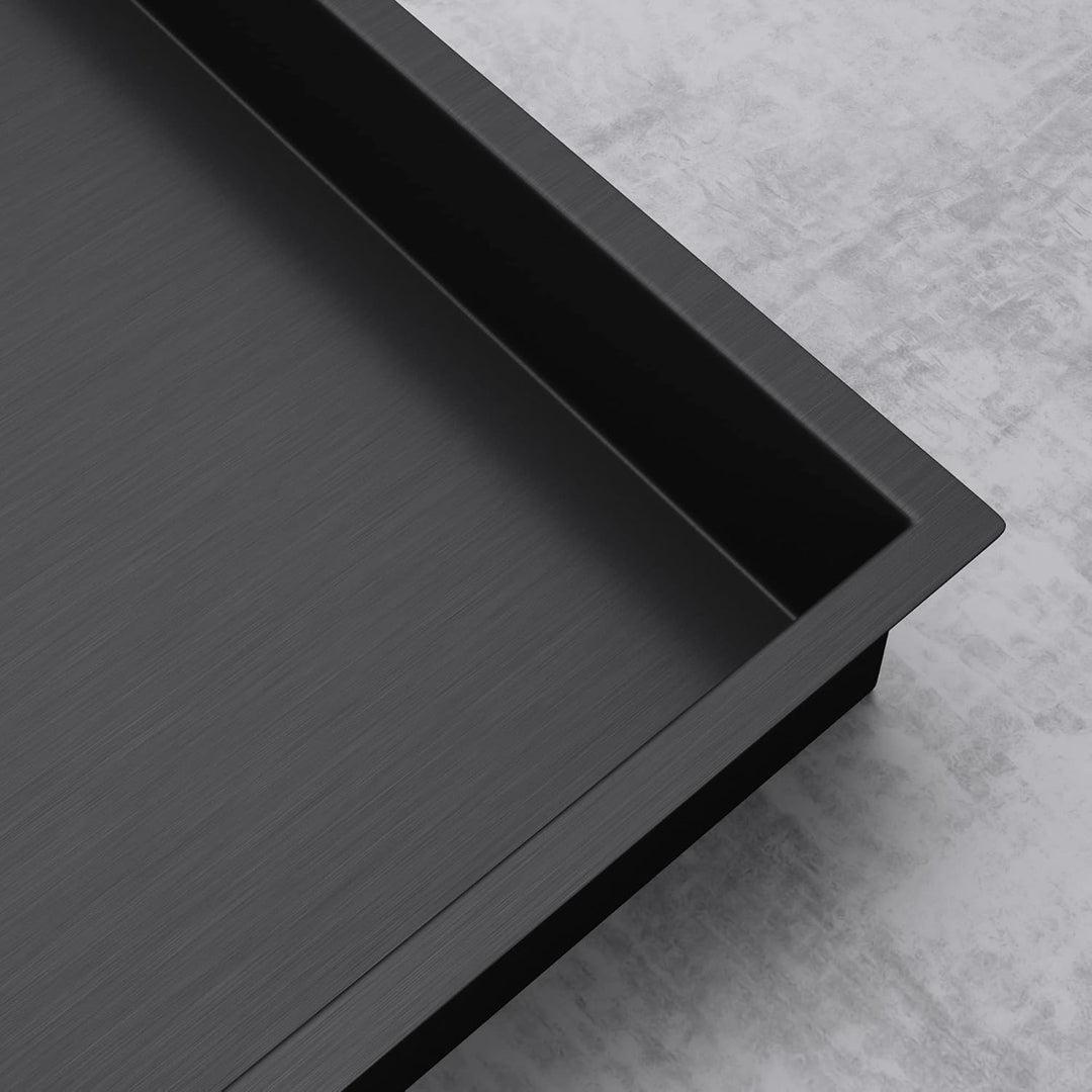 doporro Wandnische Bad Schwarz 30 x 90cm Dusch-Ablage aus Edelstahl | Duschablage befliesbar aus Ede