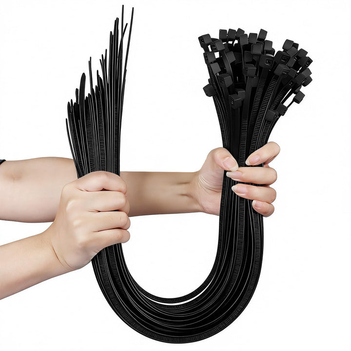 Kabelbinder Schwarz Extra Lang 100 Stück 650 × 8.8mm Breit Cable Ties mit 70 kg Zugfestigkeit Kann i