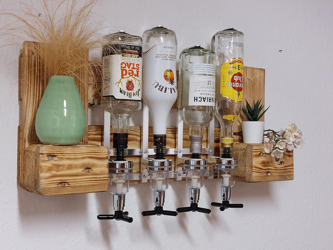 Weinbar Schnapsbar aus EPAL Europaletten mit Getränkespender für Rum Gin Whiskey Schnaps