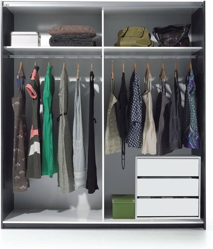 Dmora Kommode mit drei Schubladen, weisse Farbe, Masse 60 x 57 x 44 cm