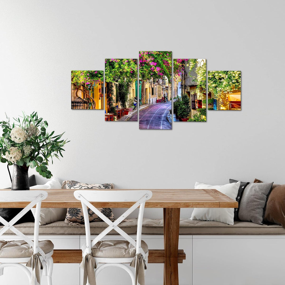 Runa Art Wandbilder Toskana Italien 5 Teilig Bild auf Vlies Leinwand Deko Wohnzimmer Schlafzimmer Na