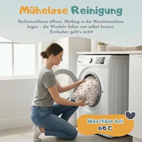 Lumina Wetbag XL – Nassbeutel für Stoffwindeln, Kindergarten &amp; Schwimmsachen – Windeltasche mit 2 Re
