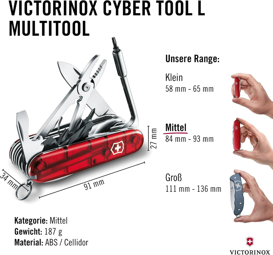Victorinox Taschenmesser Cyber Tool L (39 Funktionen, Metallfeile, Bit-Schlüssel, Kugelschreiber, Za