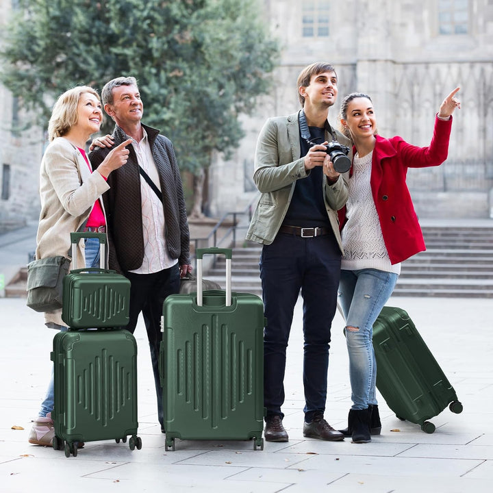 LALAHO Kofferset 4 teilig, Reisekoffer Set mit Kosmetikkoffer, Hartschalen Koffer Set aus ABS, Gepäc