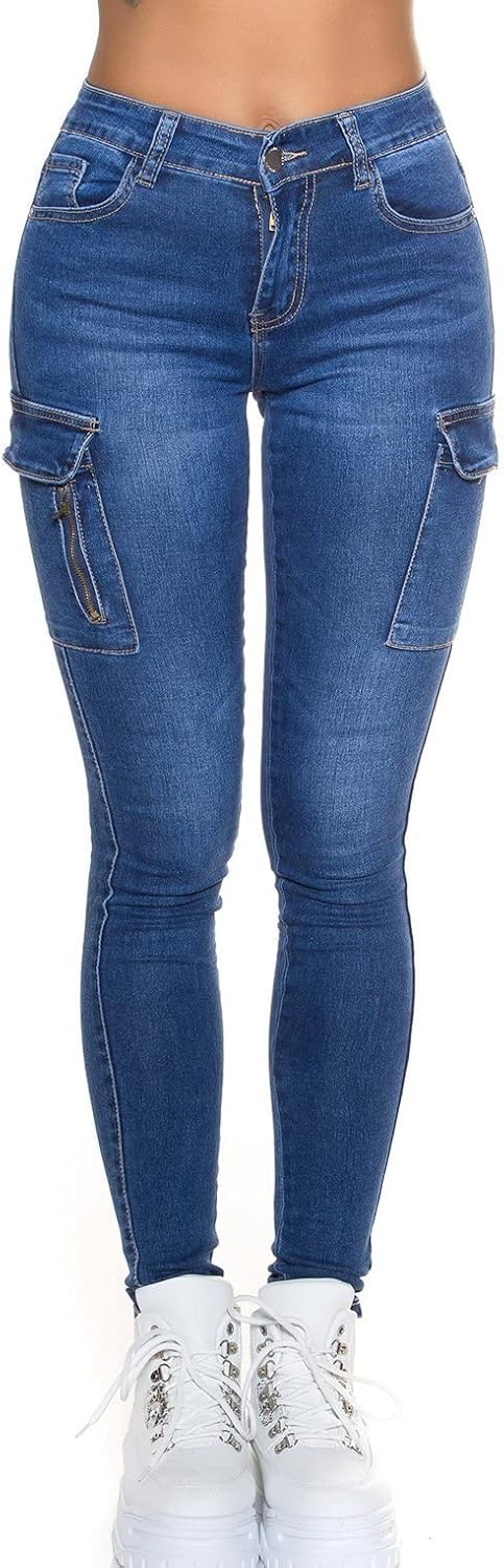 Koucla Casual Cargo Skinny Jeans 34 Blau, 34 Blau