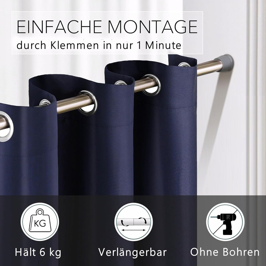 tinycurtains, Türvorhang mit Teleskopstange, einfache Montage in nur 1 Minute ohne Bohren (Türvorhan