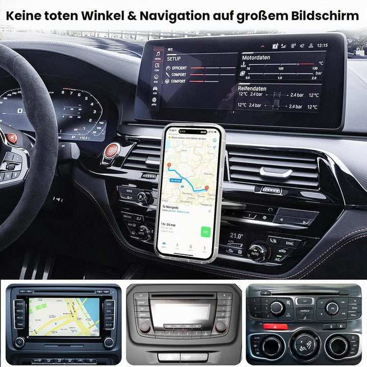 OHLPRO Magsafe Handyhalterung CD Schlitz Auto, Magnetische Autohalterung mit 15W Schnellladen, 360°