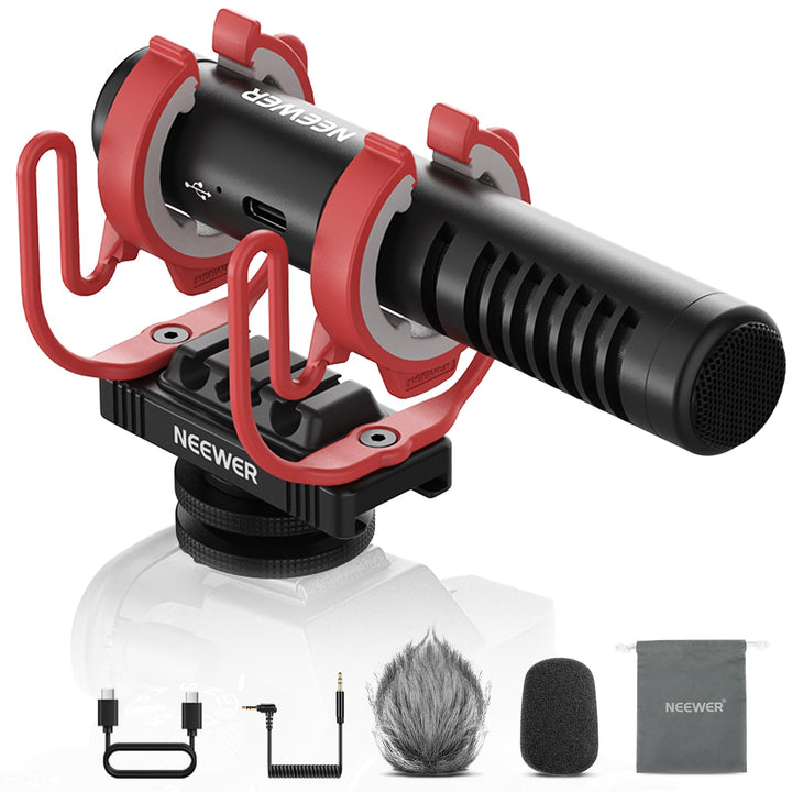 NEEWER Mini Mikrofon, AI Geräuschunterdrückung Microphone Handy, App Steuerung und EQ, 48kHz/24Bit,