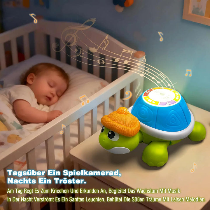 Baby Krabbel Spielzeug ab 3 6 9 Monate, 3 PCS Schildkröten Krabbelspielzeug mit Licht und Musik, Frü