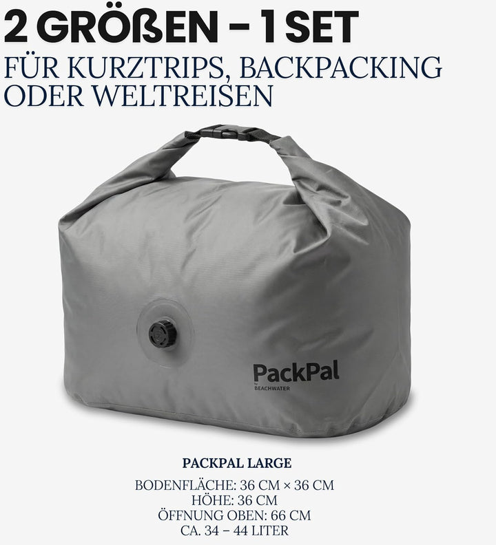 PackPal Large Komprimierungs-Beutel 35L | Vakuumbeutel ohne Pumpe | Platzsparender Rucksack & Koffer