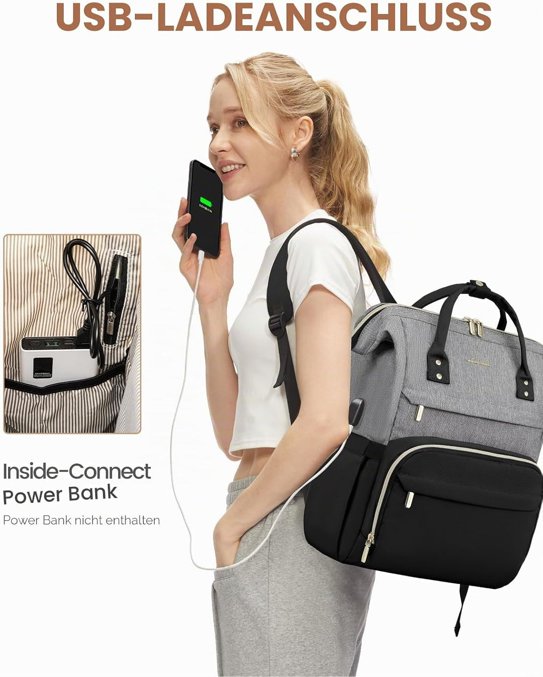 LOVEVOOK Laptop Rucksack Damen 17 Zoll, Gross Schulrucksack Teenager, Rucksack Handgepäck, Wasserdic