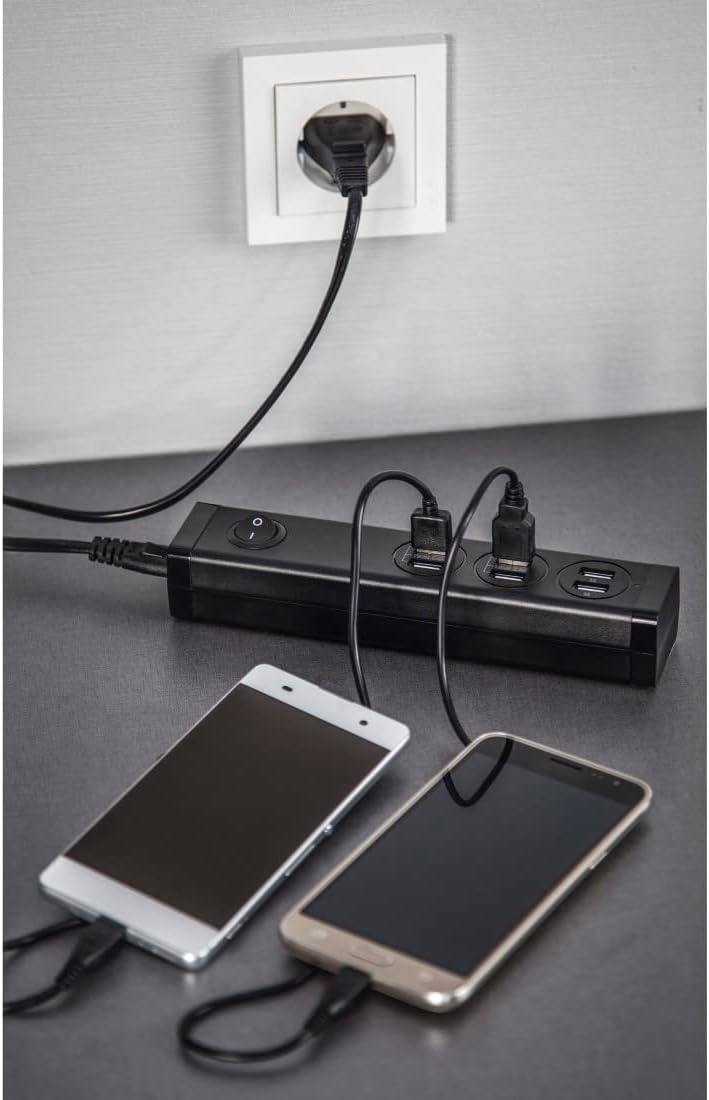 Hama USB Ladegerät 6 Port 34W (Ladestation mehrere Geräte, 6fach USB A, Mehrfach USB Steckdose, Netz