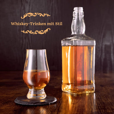 GOURMEO Whisky Stein Geschenkset - Set aus 2 Tulpen Whiskey Gläsern mit 8 Wiederverwendbaren Basalt