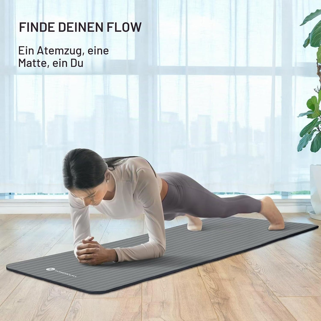 Yoga Matte Dicker, NBR Yogamatte Rutschfest Mit Tragegurt, Für Gymnastikmatte, Fitnessmatte, Sportma