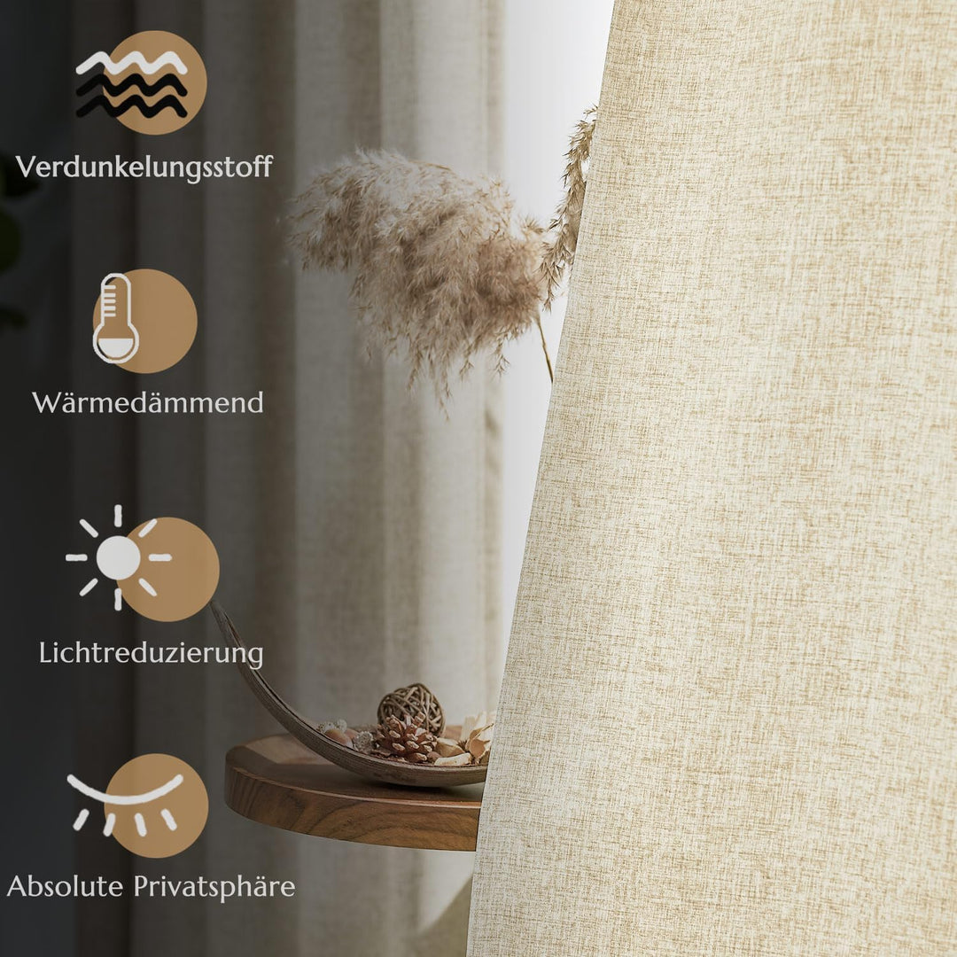 TOPICK 100% Verdunklungsvorhänge Gardinen mit Stangedurchzug Thermovorhang Blickdicht, H210xB140 cm