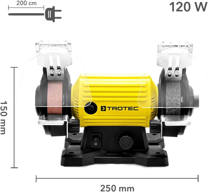 TROTEC PBGS 10-120 Doppelschleifer – 120 W, Schleif- & Polierscheibe Ø 75 mm, flexible Welle, 0–11.5