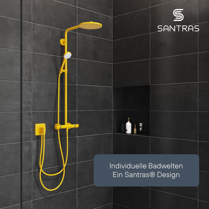 SANTRAS® Handbrause mit dreifach verstellbaren Duschkopf in Gelb Gelb Dreifach verstellbar, Gelb Dre