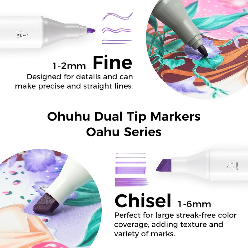 Marker Stifte Set, Ohuhu 160 Farben Stifte Set Permanent Marker Pen Meissel & Feine Verdoppelt Spitz