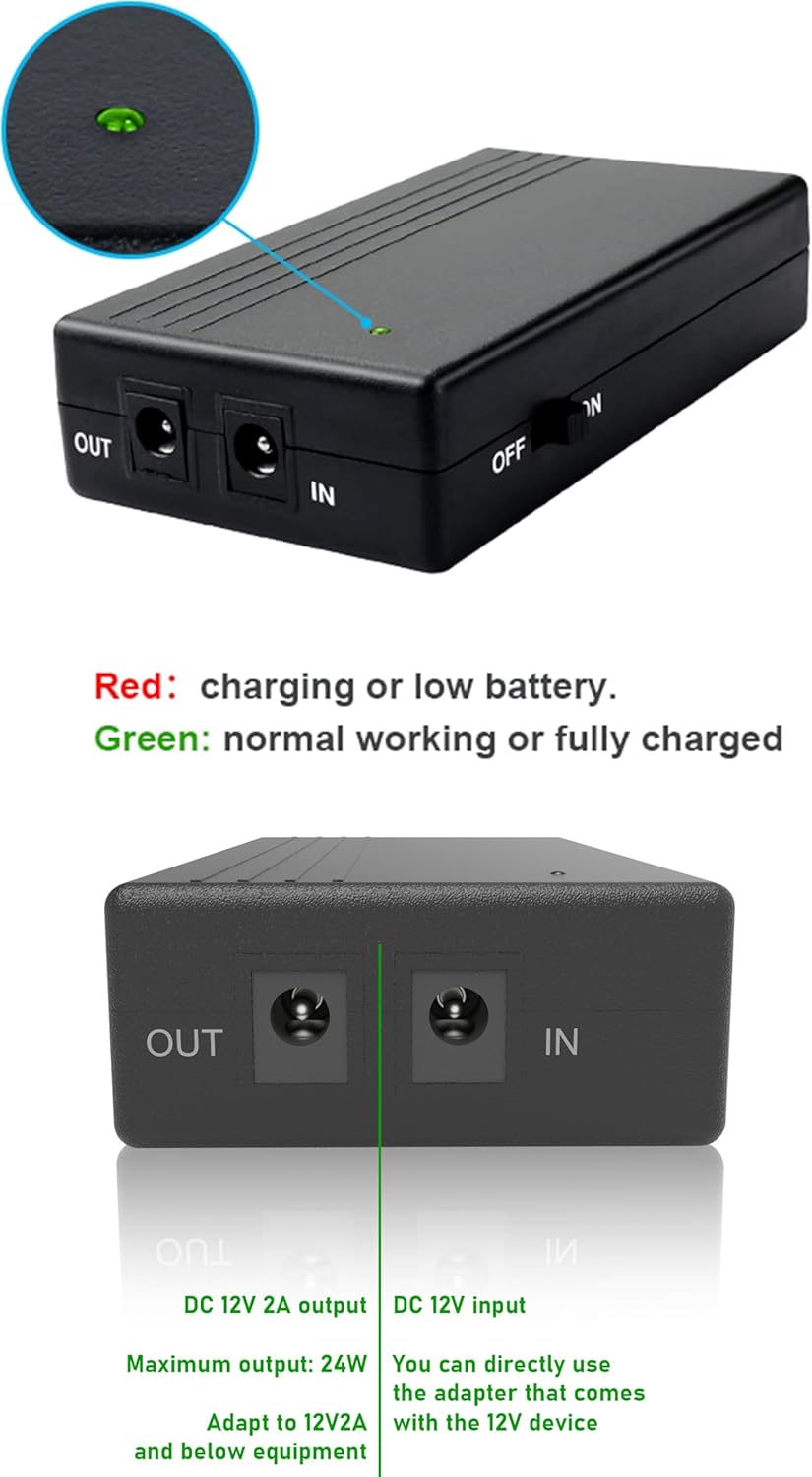 Yangers Mini USV Unterbrechungsfreie Stromversorgung, 6000mAh Akku Backup Power Bank Single 12V DC A