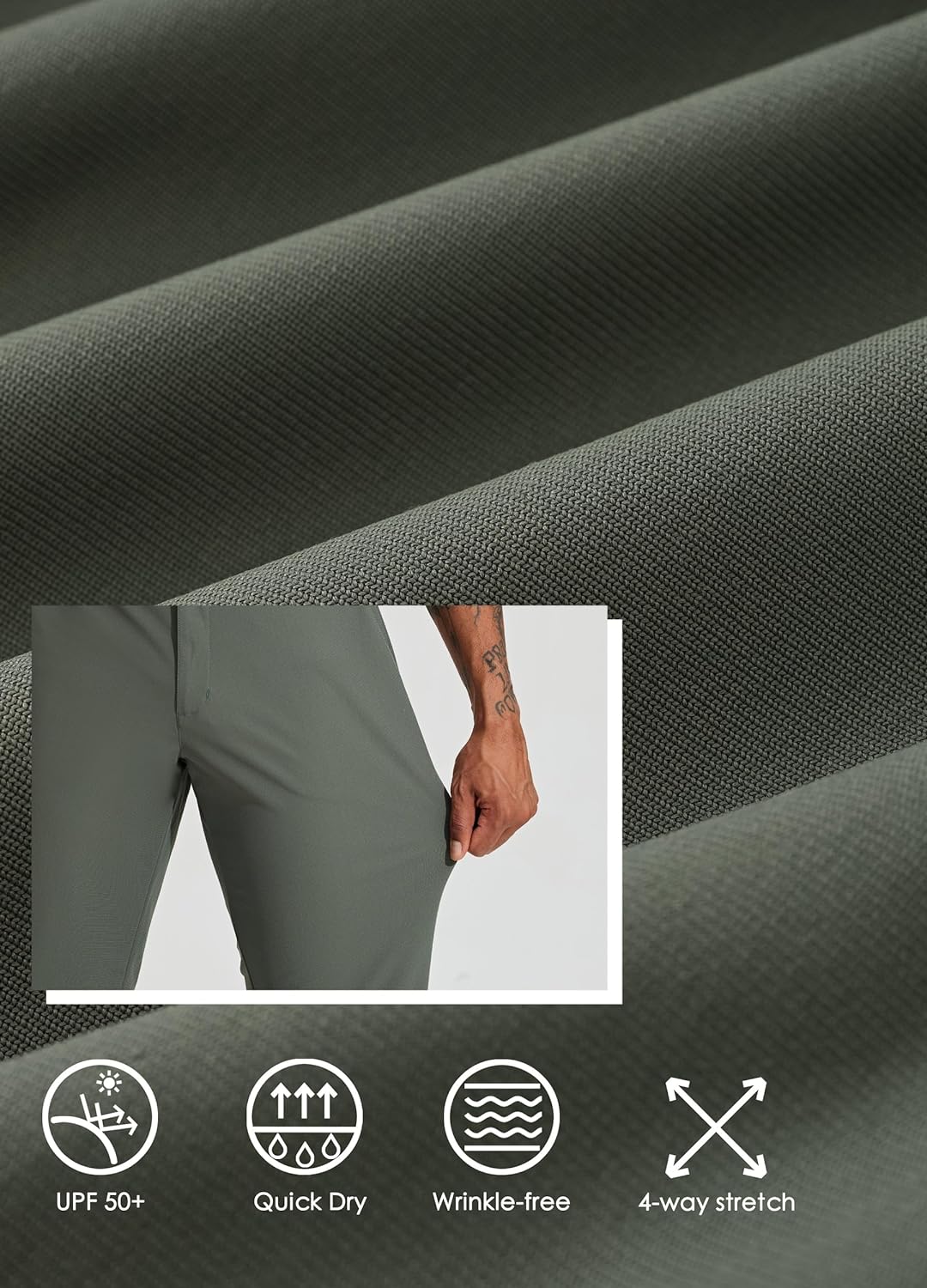 WILLIT Herren Golfhosen Stretch Kleid Hosen Slim Fit Schnelltrockner Casual Arbeitshose Stretchhose