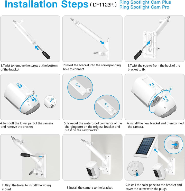 HOLACA 2 in 1 Halterung für Ring Solarpanel, Spotlight Cam/Pro und Stick Up Cam Battery Zubehör zur