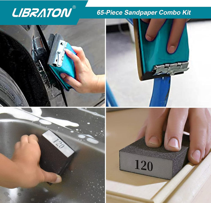Schleifpapier, Schleifpapier holz, Schleifpapier Set K80 bis K600, Handschleifer, Sandpapier Set 65