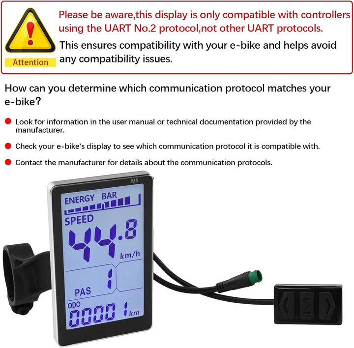 Elektrofahrrad LCD Display, 24V 36V 48V 60V 5-polig Elektrofahrrad-LCD-Messgerät mit Wasserdichter S