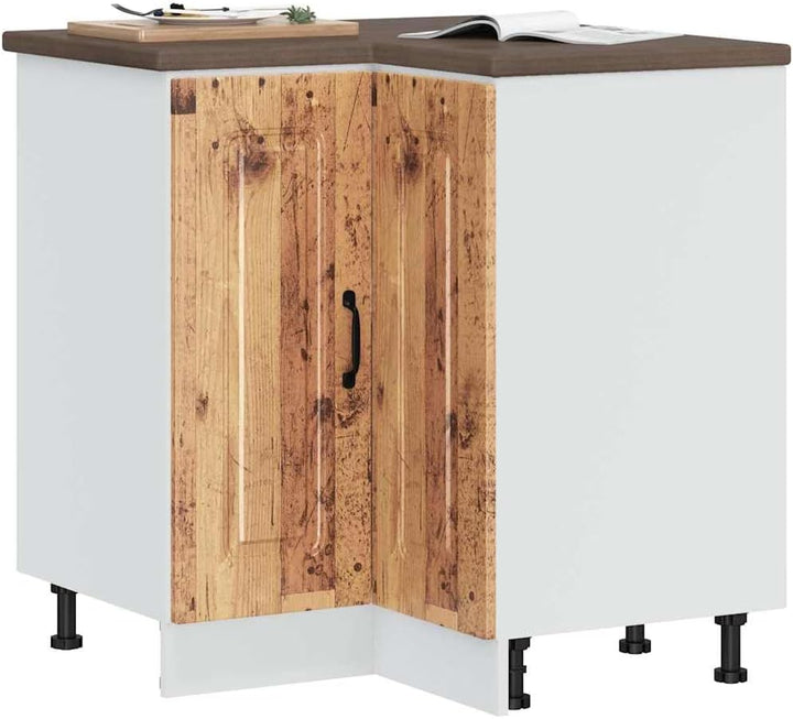 vidaXL Küchen-Eckunterschrank Kalmar Altholz-Optik Holzwerkstoff, Eckunterschrank, Küchenschrank, Kü