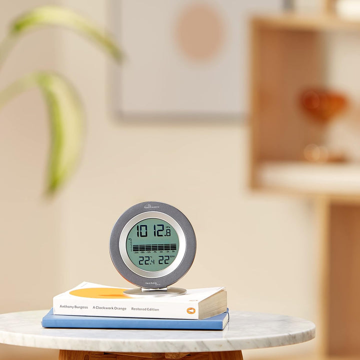Technoline Mobile Alerts Luftdruckmesser/Barometer MA10238 mit Innentemperatur, Silber-Anthrazit